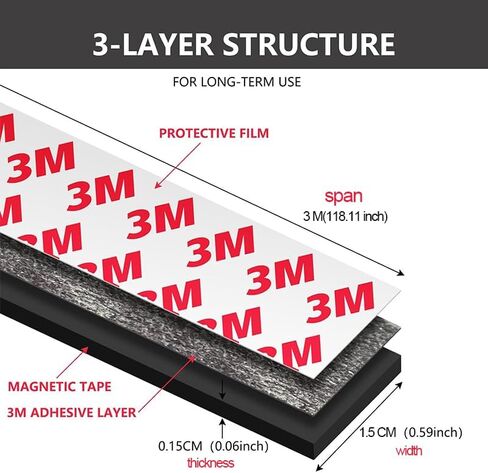 Magnetic Tape (1/2 in Wide x 9.8 ft Long), Cuttable Magnetic Strip with Adhesive Backing, Cuttable Flexible Sticky Magnet Tapes Strips for Kitchen Fridge, Classroom Office Whiteboards, DIY Crafts in Saudi Arabia