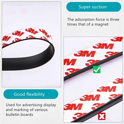 Magnetic Tape (1/2 in Wide x 9.8 ft Long), Cuttable Magnetic Strip with Adhesive Backing, Cuttable Flexible Sticky Magnet Tapes Strips for Kitchen Fridge, Classroom Office Whiteboards, DIY Crafts in Saudi Arabia