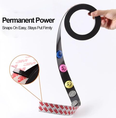 Magnetic Tape (1/2 in Wide x 9.8 ft Long), Cuttable Magnetic Strip with Adhesive Backing, Cuttable Flexible Sticky Magnet Tapes Strips for Kitchen Fridge, Classroom Office Whiteboards, DIY Crafts in Saudi Arabia