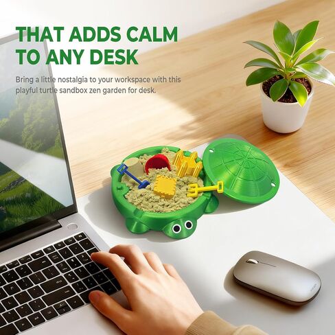 Mini Turtle Sandbox Zen Garden for Desk, Desktop Turtle Sandbox with Lid on The Go for Office Stress Relief, Funny Zen Garden Kit Desk Accessories Gifts for Coworkers Boss on White Elephant Christmas in Kuwait
