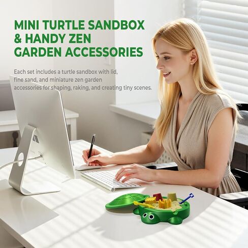 Mini Turtle Sandbox Zen Garden for Desk, Desktop Turtle Sandbox with Lid on The Go for Office Stress Relief, Funny Zen Garden Kit Desk Accessories Gifts for Coworkers Boss on White Elephant Christmas in Kuwait