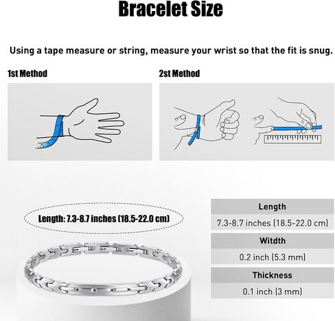 Chain Bracelet for Men, Sturdy Stainless Steel Bracelet, Adjustable Link 7.3-8.7 Inches Classic Mens Jewelry Present for Men/Dad/Husband RD-JN1761 in Saudi Arabia