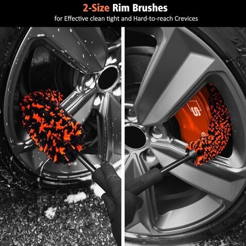 Car Wheel Brush, Microfiber Rim Brush with Replaceable Wheel Cleaner Brush Cover,Soft & Lightweigh Flat Tire Cleaning Tools for Most Car Truck SUV Motorcycle Fenders Engine Exhaust and Rims in Kuwait