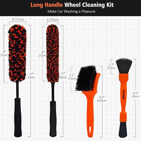 Car Wheel Brush, Microfiber Rim Brush with Replaceable Wheel Cleaner Brush Cover,Soft & Lightweigh Flat Tire Cleaning Tools for Most Car Truck SUV Motorcycle Fenders Engine Exhaust and Rims in Kuwait