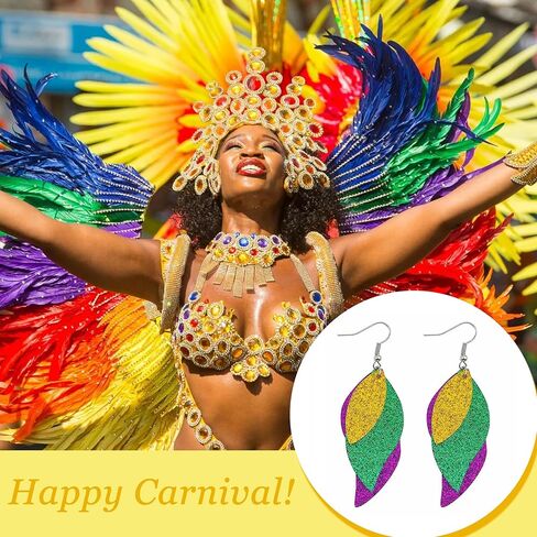 4 Pairs Mardi Gras Earrings for Women Mardi Gras Tassel Earrings Yellow Earrings Mardi Gras Dangle Earrings Mask Earrings Carnival Cosplay Party Jewelry Gifts in Kuwait