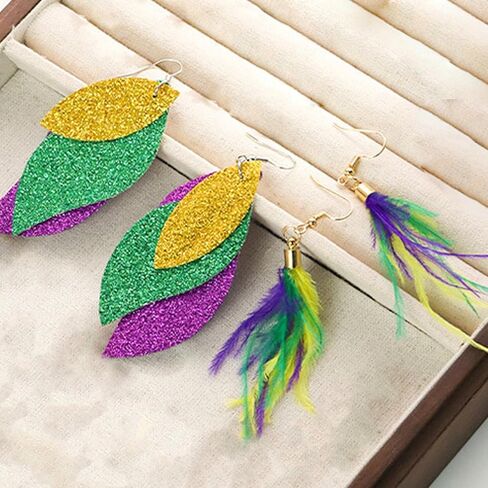 4 Pairs Mardi Gras Earrings for Women Mardi Gras Tassel Earrings Yellow Earrings Mardi Gras Dangle Earrings Mask Earrings Carnival Cosplay Party Jewelry Gifts in Kuwait