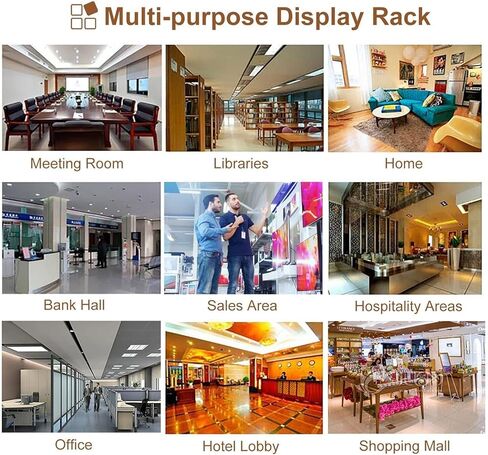 L-Shape Metal Magazine Rack with 3 Tiers, Mesh Pocket Organizer & Wheels for Office/Hotel Lobby in Saudi Arabia