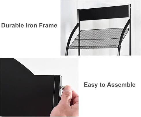 4-Pocket Metal Magazine Rack with Wheels – Document Organizer for Schools, Libraries, Offices, and Showrooms (White)(White) in Saudi Arabia