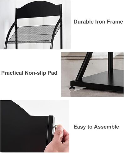 Non-Slip Magazine Rack Metal Literature Storage Holder for Lobby, Office, Commercial Use – 3 Shelves, All Mounting Accessories Included (White)(Black) in Saudi Arabia