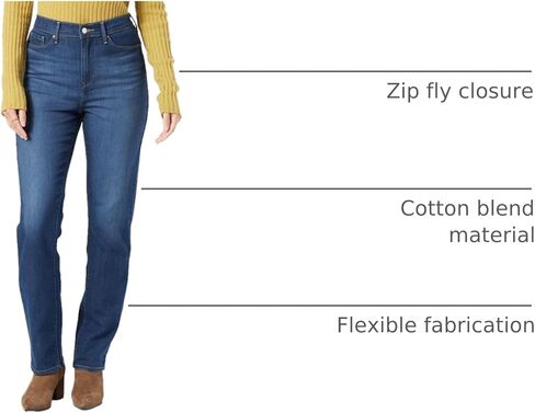 جينز Levi Strauss Signature النسائي عالي الارتفاع مستقيم من قماش الدنيم المطاطي (قياسي وبلاس)، (جديد) إعصار، 16 Plus طويل in Kuwait