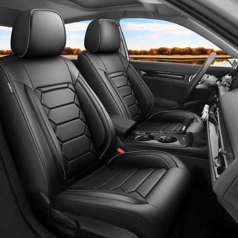 Fit Civic Car Seat Covers Compatible with Honda Civic 2022 2023 2024 2025 2026 Sport, Sport Touring, EX, EX-L, LX, Touring, Model-Full Coverage Breathable Leather (Full Set,Black) in Kuwait