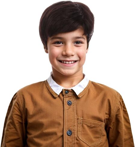 Kids Brown Wig Boys Short Brown Straight Wig Dark Brown Hair for Child Heat Resistant Synthetic Hair with Cap in Saudi Arabia