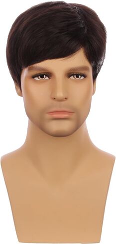 Kids Brown Wig Boys Short Brown Straight Wig Dark Brown Hair for Child Heat Resistant Synthetic Hair with Cap in Saudi Arabia
