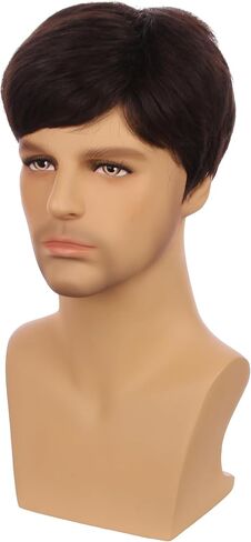 Kids Brown Wig Boys Short Brown Straight Wig Dark Brown Hair for Child Heat Resistant Synthetic Hair with Cap in Saudi Arabia
