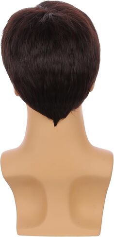 Kids Brown Wig Boys Short Brown Straight Wig Dark Brown Hair for Child Heat Resistant Synthetic Hair with Cap in Saudi Arabia