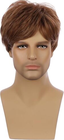 Kids Brown Wig Boys Short Brown Straight Wig Dark Brown Hair for Child Heat Resistant Synthetic Hair with Cap in Saudi Arabia