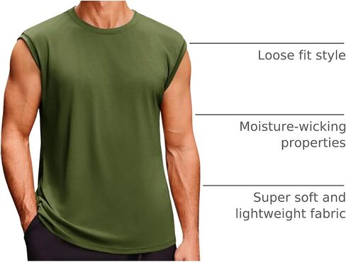Runcati Men's Sleeveless Tank Tops Crewneck Casual Workout Gym Cut Off Muscle Fit T Shirt in Saudi Arabia