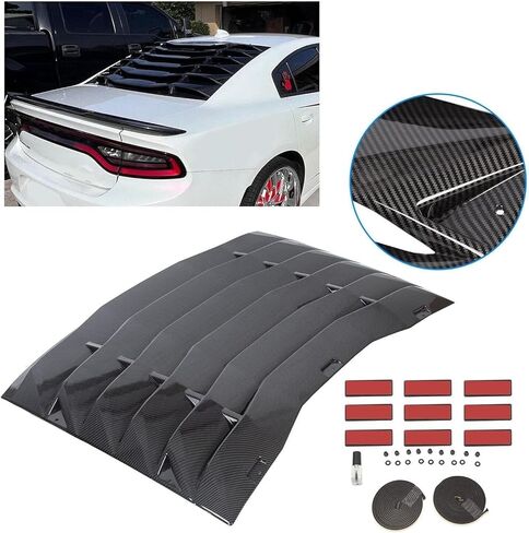 HECASA نافذة خلفية كوة متوافقة مع 2011-2023 دودج تشارجر SXT/GT/RT/RT Scat Pack/Scat Pack Widebody/SRT Hellcat Widebody Sun Shade غطاء الزجاج الأمامي ABS البلاستيك ألياف الكربون in Saudi Arabia