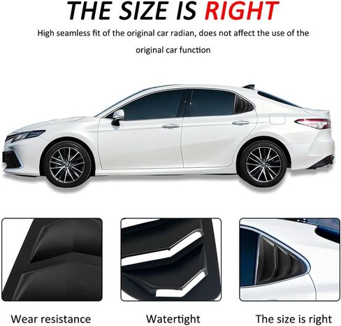 Car Rear Side Window Louvers Suitable for Toyota Camry 2018 2019 2020 2021 2022 2023 2024 Air Vent Scoop Shades Cover Blinds Exterior Accessories (Matt Black) in Saudi Arabia