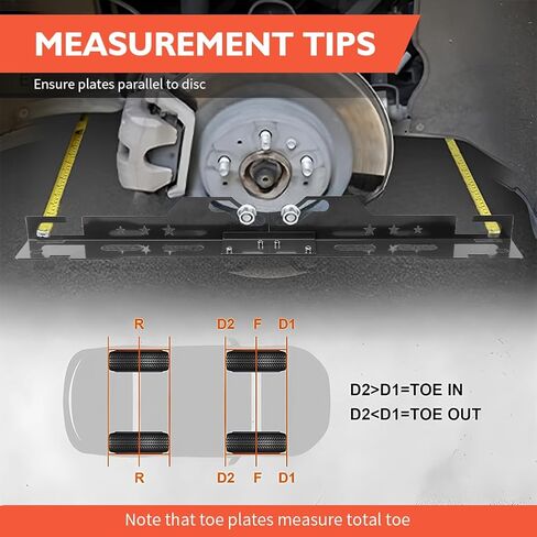 Bibabala Wheel Alignment Tool,Toe Alignment Tool Plates with 2 Measuring Tapes,Automotive Toe Alignments for Home Use,Camber Alignments Plates,Toe Plate for Car Truck SUV Vehicle(Black) in Saudi Arabia