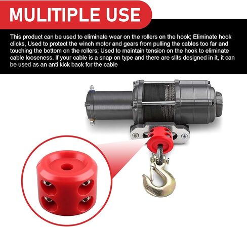 Winch Hook Stop, Winch Accessories, Cable Saver Hook Stopper Line for Synthetic Rope, Universal for ATV UTV Truck SUV (Red) in Saudi Arabia