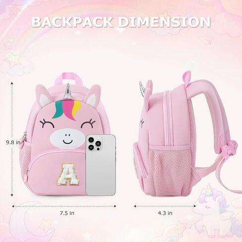 YOOLIFE Personalized Toddler Backpack - Birthday Gift for Kids Toddler, Unicorn Monogrammed Kindergarten Backpack for Kids Daughter Granddaughter Birthday Gifts School Pink M in Saudi Arabia