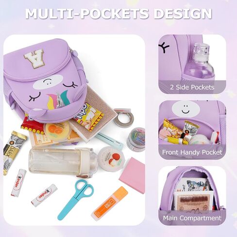 YOOLIFE Personalized Toddler Backpack - Birthday Gift for Kids Toddler, Unicorn Monogrammed Kindergarten Backpack for Kids Daughter Granddaughter Birthday Gifts School Pink M in Saudi Arabia