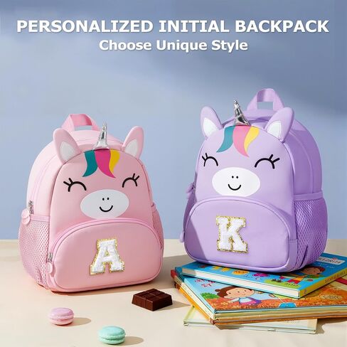 YOOLIFE Personalized Toddler Backpack - Birthday Gift for Kids Toddler, Unicorn Monogrammed Kindergarten Backpack for Kids Daughter Granddaughter Birthday Gifts School Pink M in Saudi Arabia