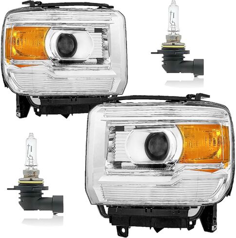 Headlights for 2014-2018 GMC Sierra 1500/2015-2019 GMC Sierra 2500HD 3500HD Headlamp Replacement, High/Low Beam W/Bulbs, Driver & Passenger Side in Saudi Arabia
