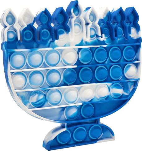 The Dreidel Company Menorah & Dreidel Set Poppit, Pop Fidget Toy Dreidel Menorah Popper Set (Blue & White, Single Set) in Saudi Arabia