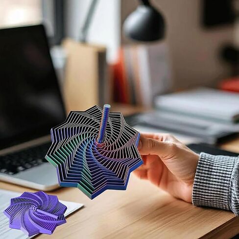 نجمة تململ حسية مطبوعة ثلاثية الأبعاد - نجمة تململ حسية بمقبض، تصميم حلزوني ملون، 2025 نجمة فيدجيت على شكل نجمة جديدة (النوع A، صغير) in Kuwait