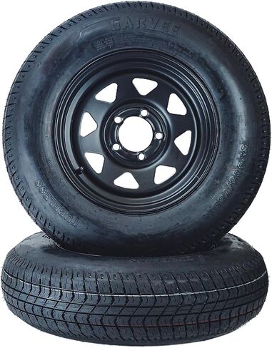 Garvee 2-Pack ST175/80D13 Trailer Tires with Rims, 5 Lug on 4.5" Bolt Pattern, 6PR Load Range C, Black 13" Spoke Wheel, Heavy Duty 175 80 13 Trailer Tires Rims for Utility, Boat, Camper, Cargo Trailer in Saudi Arabia