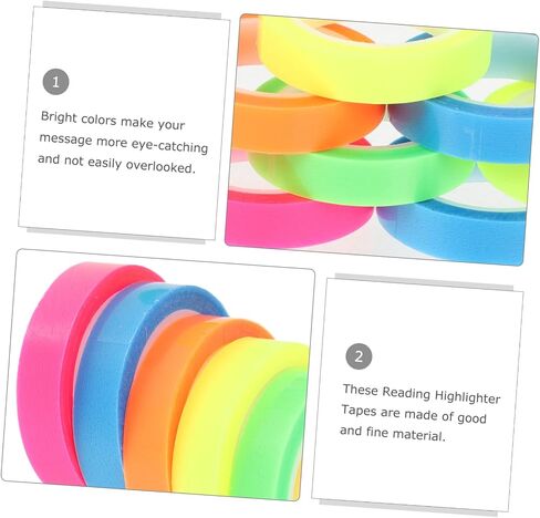NUOBESTY 10-Piece Waterproof Highlight Tape Set Colorful Removable Page Markers for Books Office Supplies and School Use in Saudi Arabia