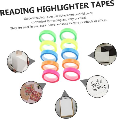 NUOBESTY 10-Piece Waterproof Highlight Tape Set Colorful Removable Page Markers for Books Office Supplies and School Use in Saudi Arabia