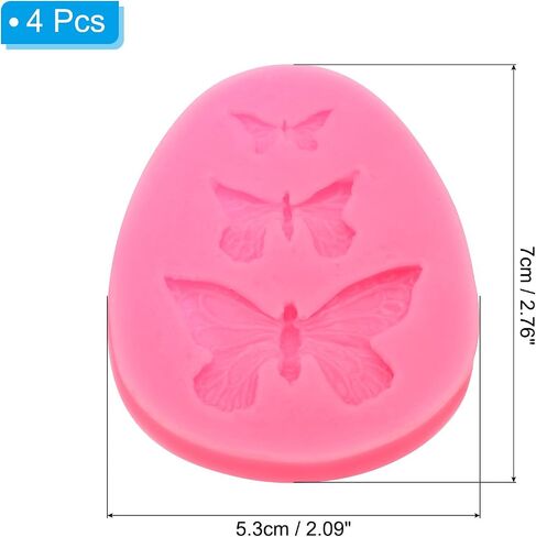 4PCS Polymer Clay Mold, Clay Mold Fondant Mold 3 Butterfly Mold Silicone Rose for Crafts Air Dry DIY Cake Chocolate Candy Sugar Baking, Pink in Saudi Arabia