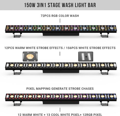غسل شريط الضوء LaluceNatz 40 100W 12 LED 3 في 1 RGB ضوء المرحلة بار سبائك الألومنيوم شعاع أضواء الصوت المنشط حتى ضوء DMX تسيطر عليها لجميع القديسين عيد الميلاد حفل زفاف الكنيسة DJ المرحلة الإضاءة in Kuwait