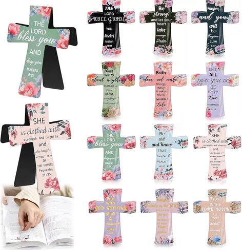 16PCS Magnetic Cross Bookmarks Gifts, Magnetic Bookmark Christian Cross Magnetic Page Markers Religious Bible Verses Bookmarks for Bible Study, Readers, Teachers, Students (B) in Kuwait