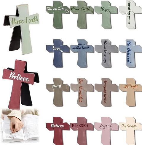 16PCS Magnetic Cross Bookmarks Gifts, Magnetic Bookmark Christian Cross Magnetic Page Markers Religious Bible Verses Bookmarks for Bible Study, Readers, Teachers, Students (B) in Kuwait