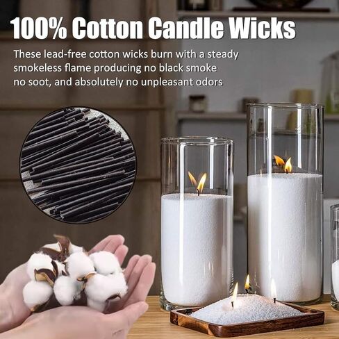 200-Pack Pearled Candle Cotton Wicks for Sand Candles Making - 2 Inch MANNYCOM Metal-Free and Lead-Free Refill Sand Wax Wick for Making DIY (White) in Saudi Arabia
