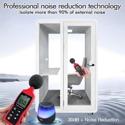 Soundproof Office Pod Booth, Quiet Meeting Pod with Acoustic Panels, Portable Modular Pod, Privacy Booth for Private Phone Calling, One to Two Person Workspace with Sound Isolation W55in D48in H92in in Saudi Arabia