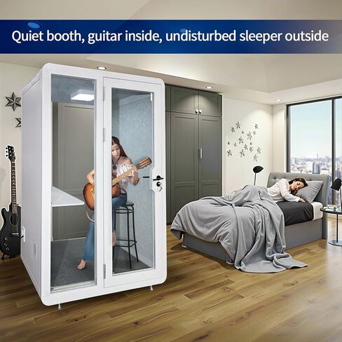 Soundproof Office Pod Booth, Quiet Meeting Pod with Acoustic Panels, Portable Modular Pod, Privacy Booth for Private Phone Calling, One to Two Person Workspace with Sound Isolation W55in D48in H92in in Saudi Arabia