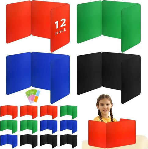 24 Pcs Colorful Desk Dividers for Students, Waterproof Durable Plastic Testing Dividers Privacy Folders for classroom, Easy to Clean, Desk Privacy Panel Classroom Shield Folder Boards Teacher Supplies in Saudi Arabia