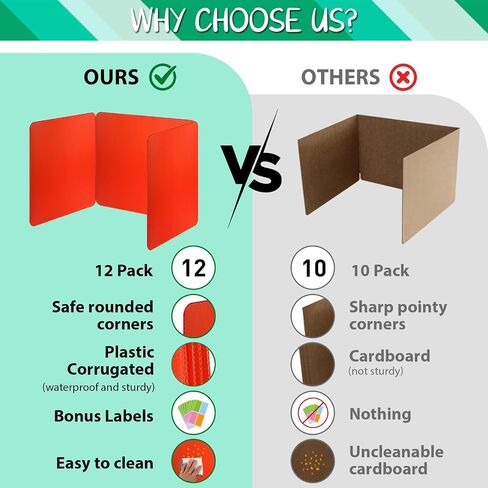 24 Pcs Colorful Desk Dividers for Students, Waterproof Durable Plastic Testing Dividers Privacy Folders for classroom, Easy to Clean, Desk Privacy Panel Classroom Shield Folder Boards Teacher Supplies in Saudi Arabia