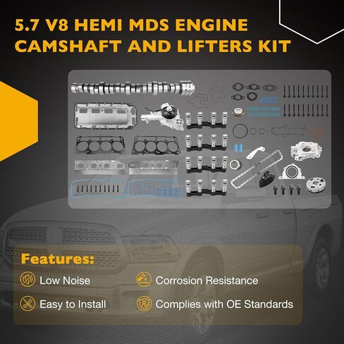 5.7L V8 Hemi MDS عمود الحدبات ومجموعة الرفع مع مجموعة مضخة مياه مضخة زيت، متوافقة مع 2009-2015 كرايسلر أسبن دودج دورانجو رام 1500، استبدل 53022263AE 5038785AC 5038684AA in Saudi Arabia