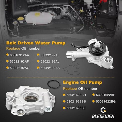 5.7L V8 Hemi MDS عمود الحدبات ومجموعة الرفع مع مجموعة مضخة مياه مضخة زيت، متوافقة مع 2009-2015 كرايسلر أسبن دودج دورانجو رام 1500، استبدل 53022263AE 5038785AC 5038684AA in Saudi Arabia