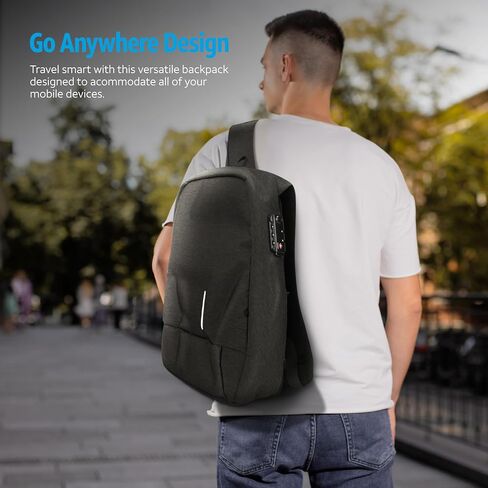 حقيبة ظهر للكمبيوتر المحمول AT&T Essentials مقاس 17 بوصة - حقيبة المدرسة/الجامعة مع منفذ USB وقفل TSA ومضادة للسرقة ومقاومة للماء in Kuwait