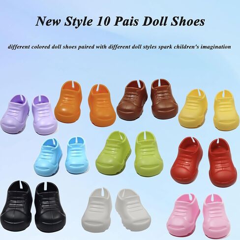 10 Pairs Doll Shoes for 17cm Doll, Mini Shoes for 6.9 inch Dolls, Doll Accessories Shoes Sitting Standing Series in Saudi Arabia