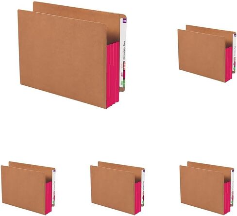 Smead End Tab Pocket, Reinforced Straight-Cut Tab, 3-1/2" Expansion, Extra Wide Letter Size, Redrope with Red Gusset, 10 per Box (73686) in Saudi Arabia