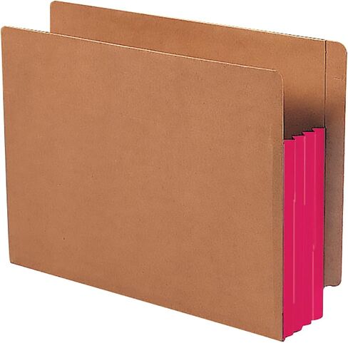 Smead End Tab Pocket, Reinforced Straight-Cut Tab, 3-1/2" Expansion, Extra Wide Letter Size, Redrope with Red Gusset, 10 per Box (73686) in Saudi Arabia