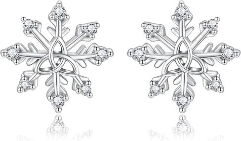 Sterling Silver Snowflake Stud Earrings - Moonstone Snow Hypoallergenic Earrings with CZ Christmas Winter Holiday Jewelry Gift for Women Snow Lovers, Sterling Silver, Cubic Zirconia in Kuwait